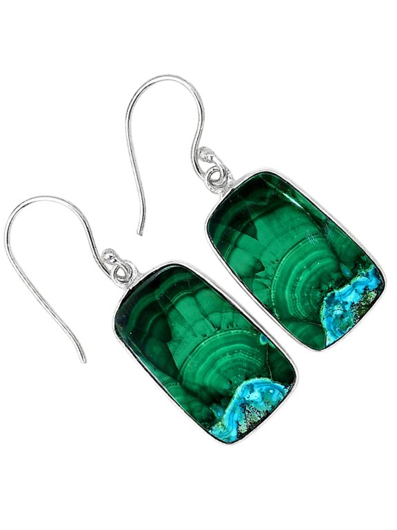 Natural Malachite Eye - Congo 925 Silver Plated Earrings Jewelry WE41-10012