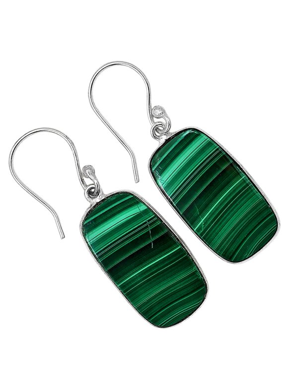 Natural Malachite Eye - Congo 925 Silver Plated Earrings Jewelry WE41-10017