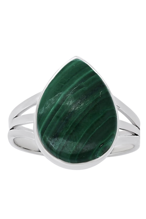 Natural Malachite Eye - Congo 925 Silver Plated Ring s.10 Jewelry WR41-10018