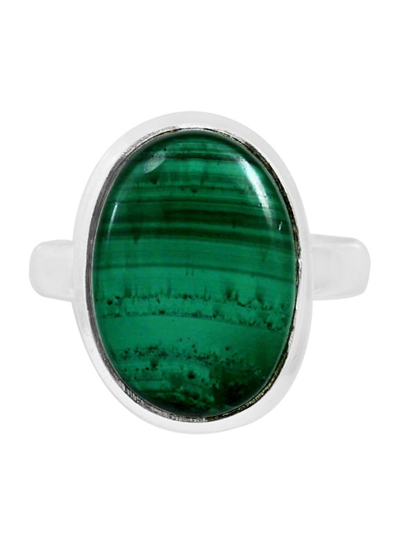 Natural Malachite Eye - Congo 925 Silver Plated Ring s.10 Jewelry WR41-10031