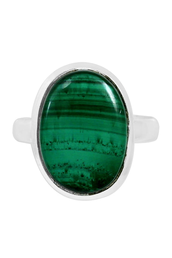 Natural Malachite Eye - Congo 925 Silver Plated Ring s.10 Jewelry WR41-10031
