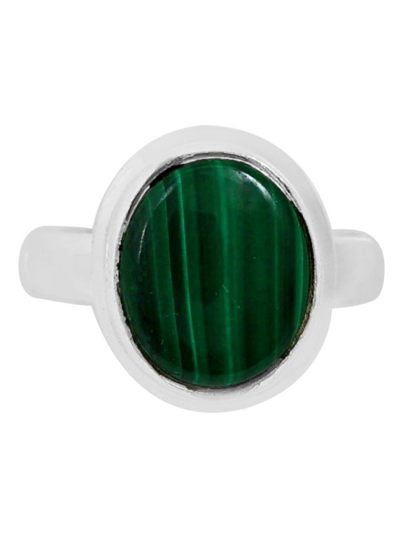 Natural Malachite Eye - Congo 925 Silver Plated Ring s.6 Jewelry WR41-10020