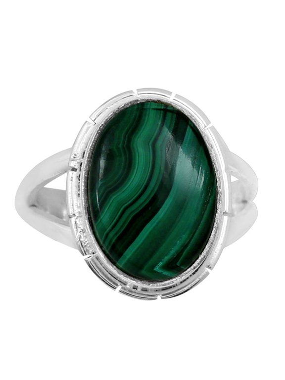 Natural Malachite Eye - Congo 925 Silver Plated Ring s.6 Jewelry WR41-10034