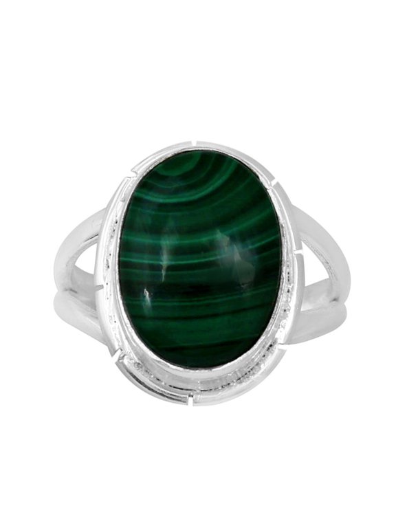 Natural Malachite Eye - Congo 925 Silver Plated Ring s.6 Jewelry WR41-10036