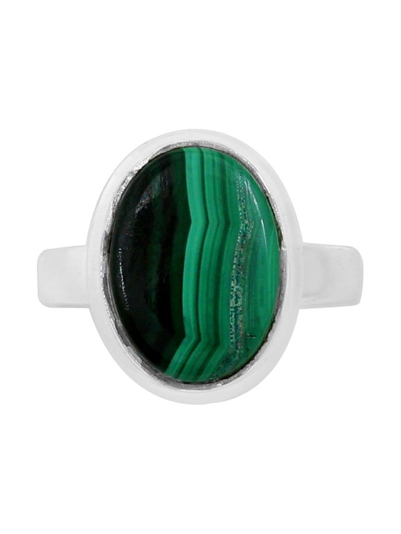 Natural Malachite Eye - Congo 925 Silver Plated Ring s.7 Jewelry WR41-10022