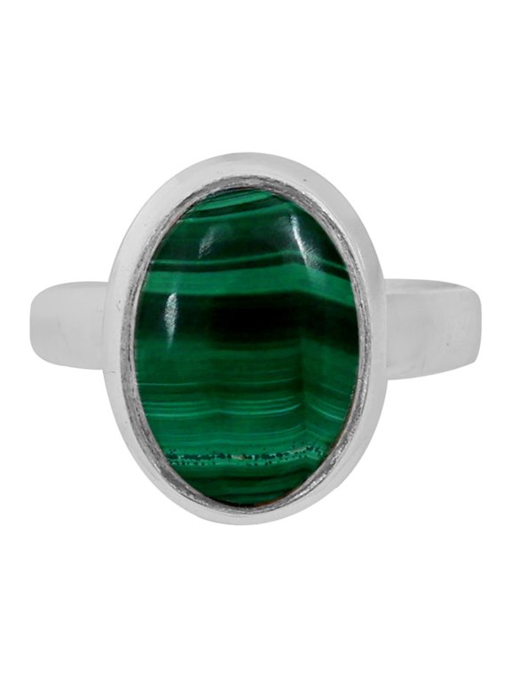 Natural Malachite Eye - Congo 925 Silver Plated Ring s.7 Jewelry WR41-10023