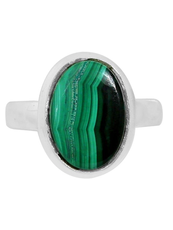 Natural Malachite Eye - Congo 925 Silver Plated Ring s.7 Jewelry WR41-10024