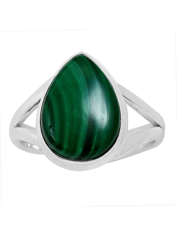 Natural Malachite Eye - Congo 925 Silver Plated Ring s.7 Jewelry WR41-10032