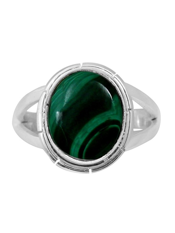 Natural Malachite Eye - Congo 925 Silver Plated Ring s.7 Jewelry WR41-10037