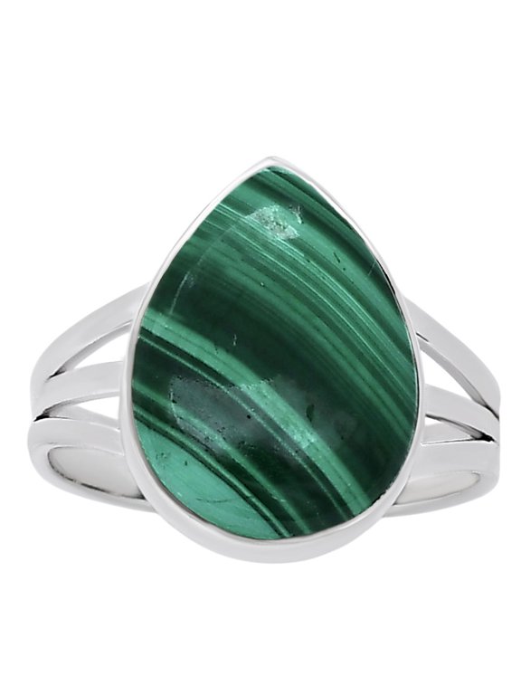 Natural Malachite Eye - Congo 925 Silver Plated Ring s.8 Jewelry WR41-10015
