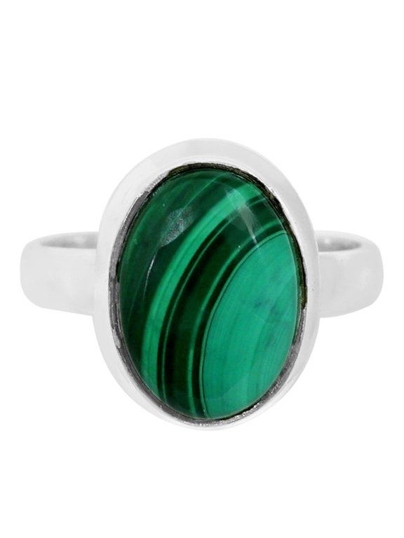 Natural Malachite Eye - Congo 925 Silver Plated Ring s.8 Jewelry WR41-10025