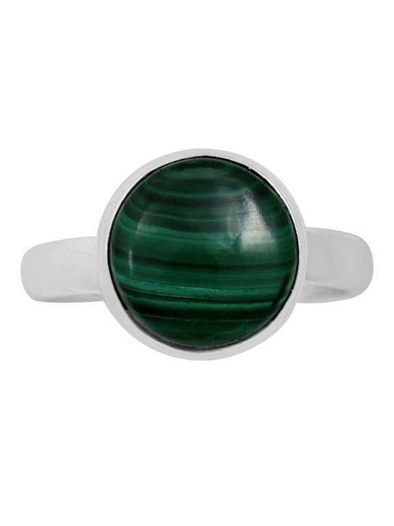 Natural Malachite Eye - Congo 925 Silver Plated Ring s.8 Jewelry WR41-10027