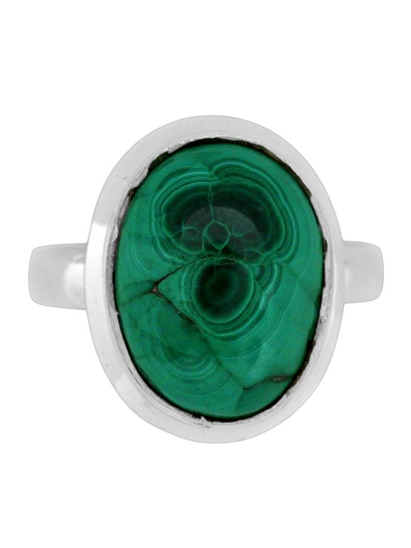 Natural Malachite Eye - Congo 925 Silver Plated Ring s.9 Jewelry WR99-10140