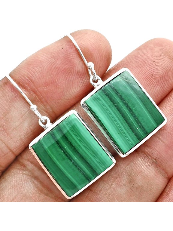 Natural Malachite Eye - Congo 925 Sterling Silver Earrings Jewelry E-1004 SDE88945