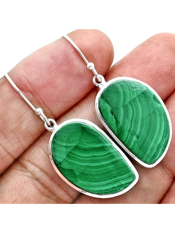 Natural Malachite Eye - Congo 925 Sterling Silver Earrings Jewelry E-1004 SDE88974