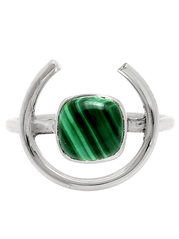 Natural Malachite Eye - Congo 925 Sterling Silver Ring s.8 Jewelry R-1036 SDR249272