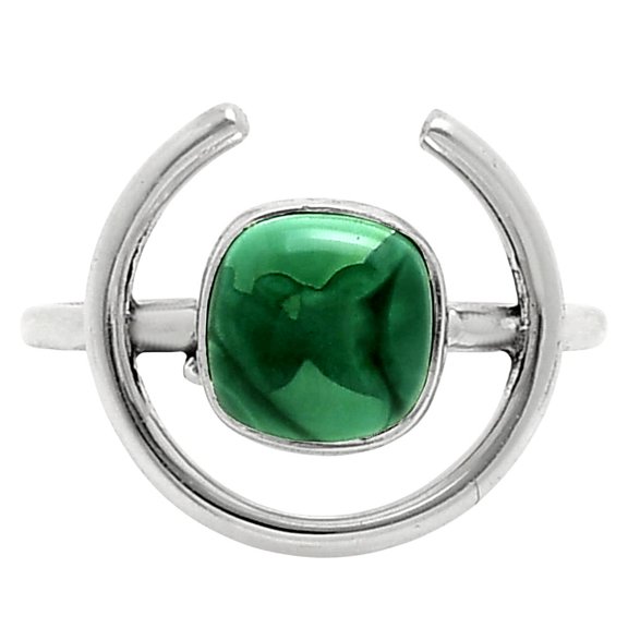 Natural Malachite Eye - Congo 925 Sterling Silver Ring s.8 Jewelry R-1036 SDR249281