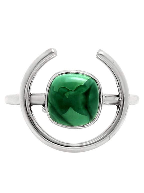 Natural Malachite Eye - Congo 925 Sterling Silver Ring s.8 Jewelry R-1036 SDR249281