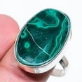 thumbnail image 1 of Natural Malachite Gemstone Handmade 925 Sterling Silver Gift Ring Size 6, 1 of 2