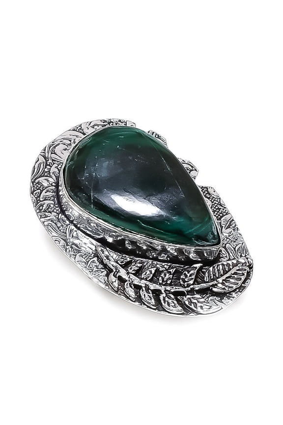 Natural Malachite Gemstone Handmade 925 Sterling Silver Jewelry Ring Size 8