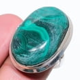 thumbnail image 1 of Natural Malachite Gemstone Handmade 925 Sterling Silver Ring Size 10, 1 of 2
