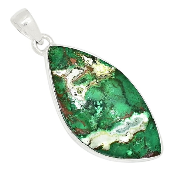 Natural Malachite In Quartz 925 Sterling Silver Pendant Jewelry ALLP-14875