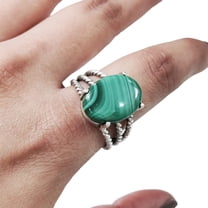 Natural Malachite Ring, Malachite Gemstone Ring, Birthstone, 3 Twisted Bohemian Band, 925 Sterling Silver, Womens Ring, Christmas, Thanksgiving, Handmade, Statement Jewelry, Natural Gemstone Ring