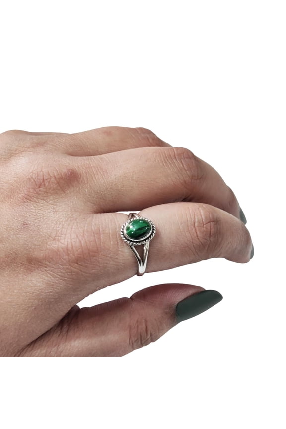 Natural Malachite Ring, Malachite Gemstone Ring, Genuine Birthstone, Adjustable Tiny Ring, Toe Ring, 925 Sterling Silver, Womens Ring, Christmas, Twisted Boho Ring, Handmade Statement Jewelry