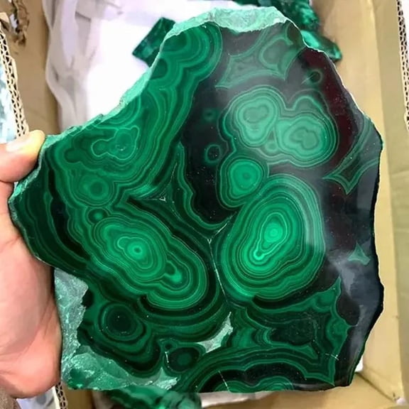 Natural Malachite Slice Stones Polished Raw Malachite Plate Decor