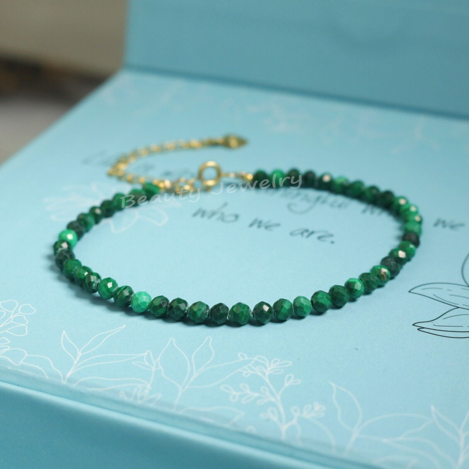 Natural Malachite Stone Dainty Bracelet Crystal Healing Bracelet