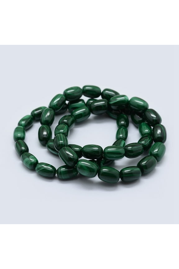 Natural Malachite Stretch Bracelets Drum 2 inch(5.2cm) diy