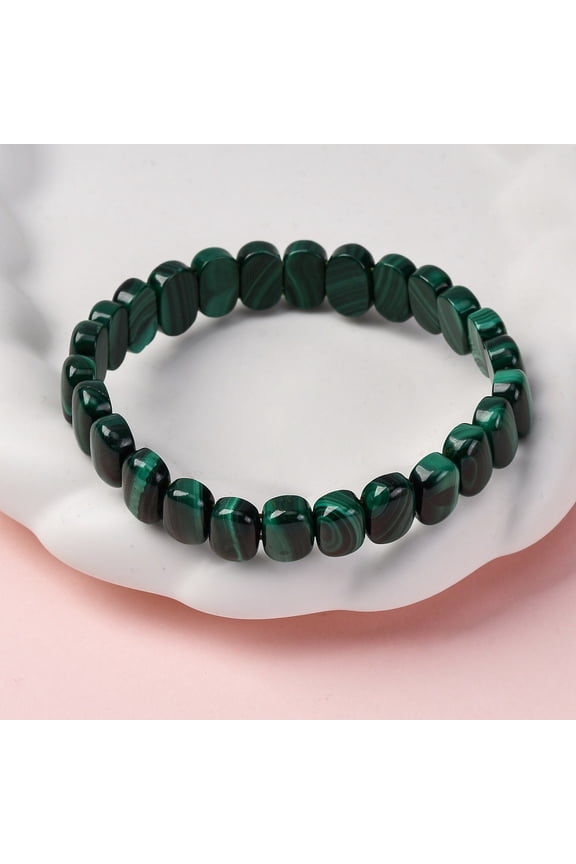 Natural Malachite Stretch Bracelets Rectangle 2 inch(5.1cm) DIY