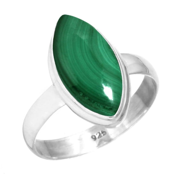 Natural Malachite Women Jewelry 925 Sterling Silver Ring