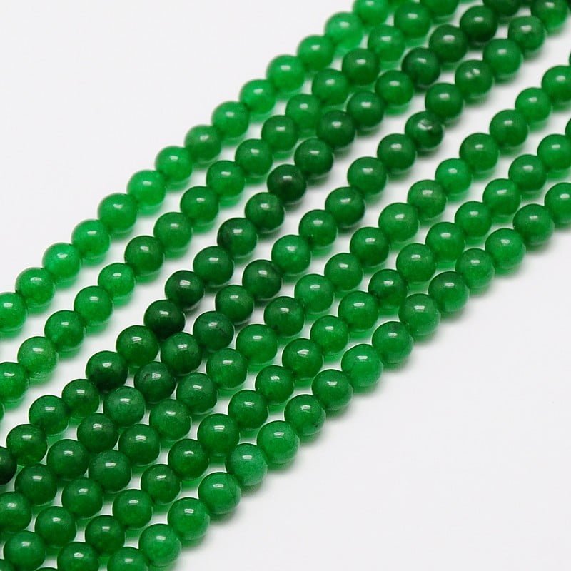 Natural Malaysia Jade Bead Strands Round Dyed Beads Green 6mm Hole: 1mm 64pcs/strand 15 inch
