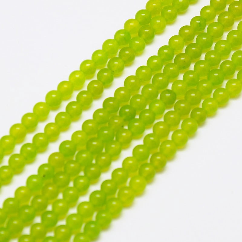 Natural Malaysia Jade Bead Strands Round Dyed Beads Green Yellow 4mm Hole: 1mm 92pcs/strand 15 inch diy