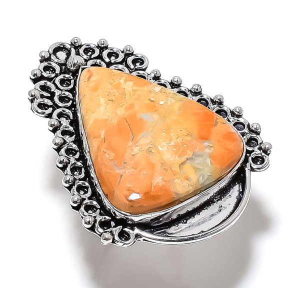 Natural Malinga Jasper Gemstone 925 Sterling Silver Gift Ring Size 8.5