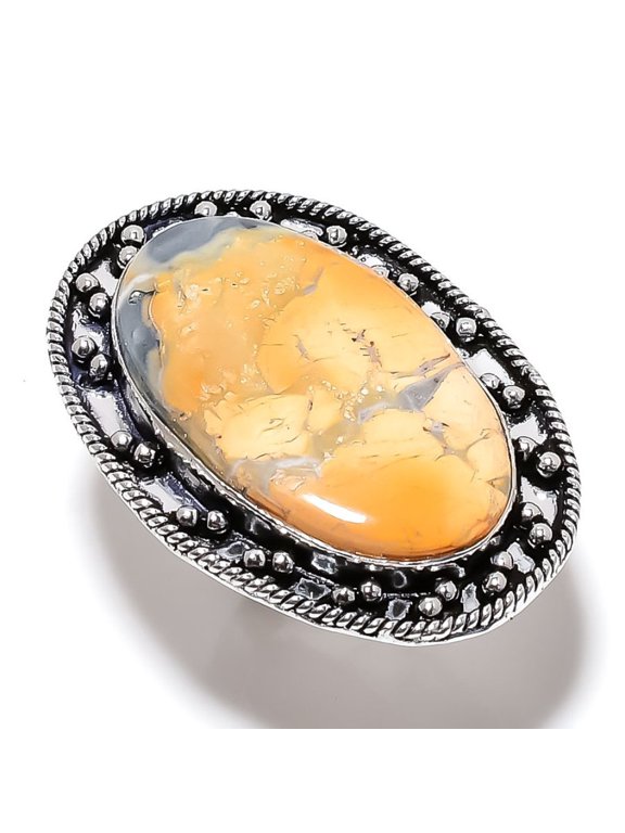 Natural Malinga Jasper Gemstone Handmade 925 Sterling Silver Ring Size 7