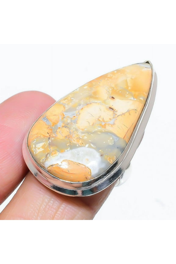 Natural Malinga Jasper Gemstone Handmade 925 Sterling Silver Ring Size 8