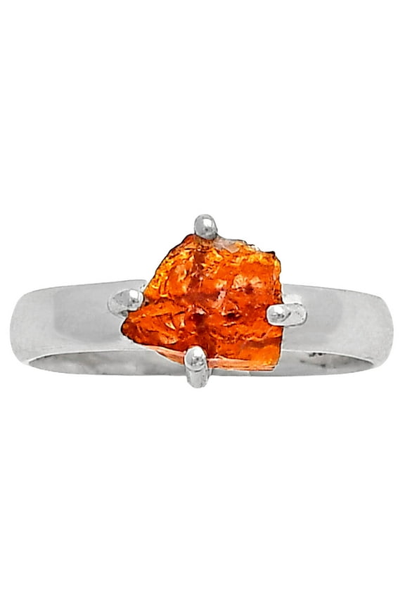 Natural Mandarin Citrine Rough 925 Sterling Silver Ring s.7 Jewelry R-1052 SDR214922