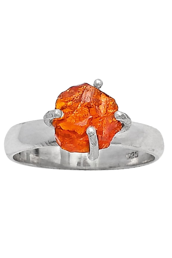 Natural Mandarin Citrine Rough 925 Sterling Silver Ring s.7 Jewelry R-1052 SDR214939