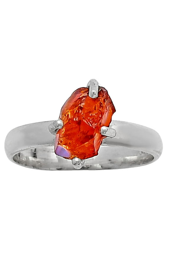 Natural Mandarin Citrine Rough 925 Sterling Silver Ring s.7 Jewelry R-1052 SDR214960