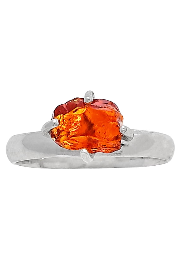 Natural Mandarin Citrine Rough 925 Sterling Silver Ring s.8.5 Jewelry R-1052 SDR214924