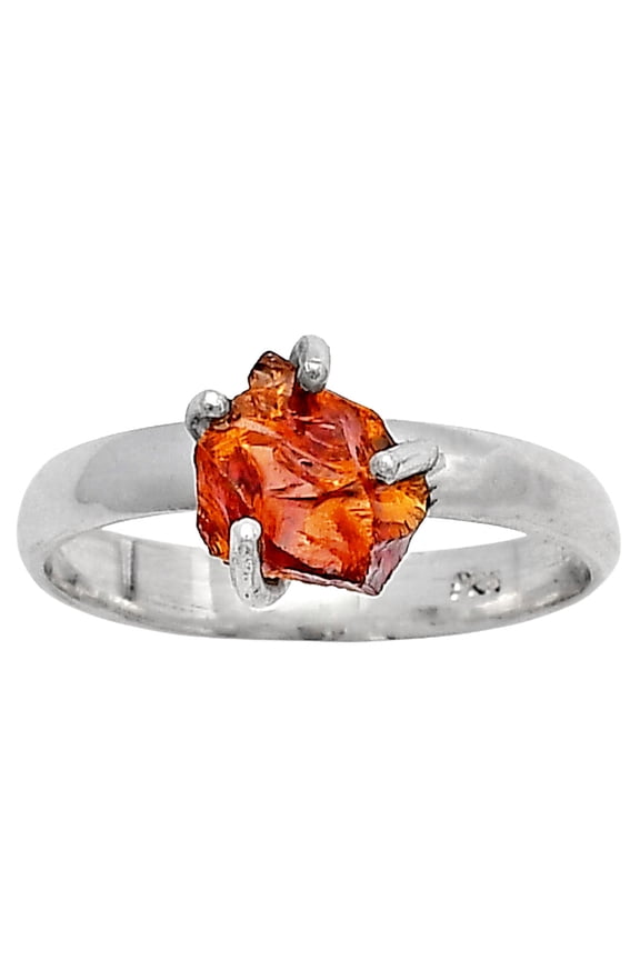 Natural Mandarin Citrine Rough 925 Sterling Silver Ring s.8 Jewelry R-1052 SDR214936