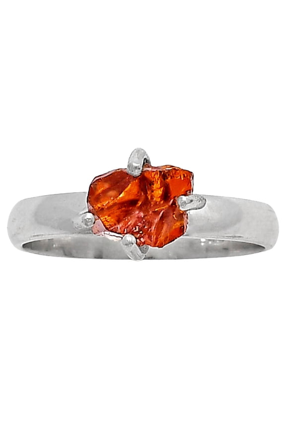 Natural Mandarin Citrine Rough 925 Sterling Silver Ring s.8 Jewelry R-1052 SDR214937