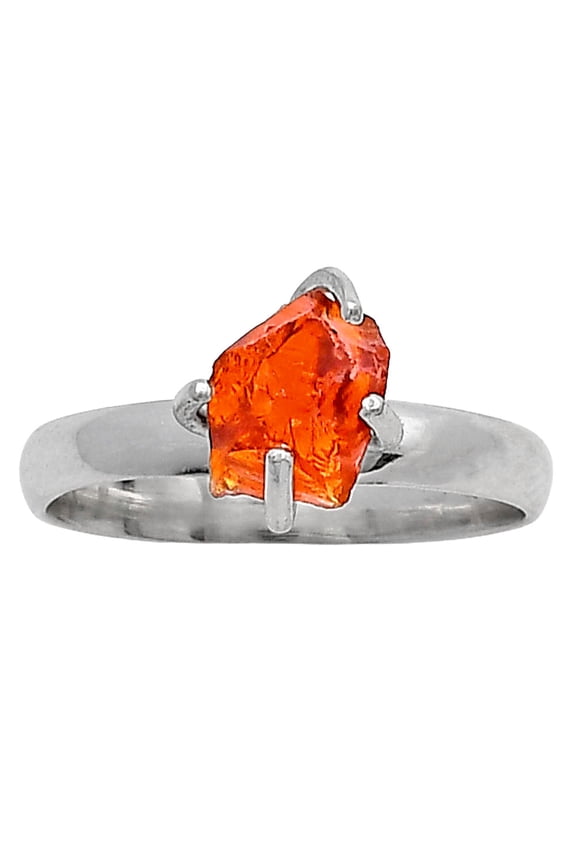 Natural Mandarin Citrine Rough 925 Sterling Silver Ring s.8 Jewelry R-1052 SDR214941
