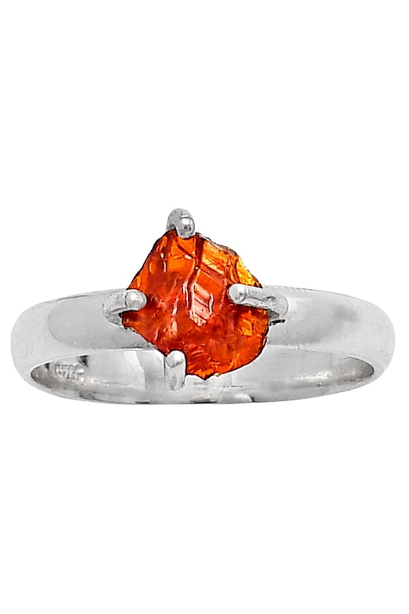 Natural Mandarin Citrine Rough 925 Sterling Silver Ring s.8 Jewelry R-1052 SDR214942