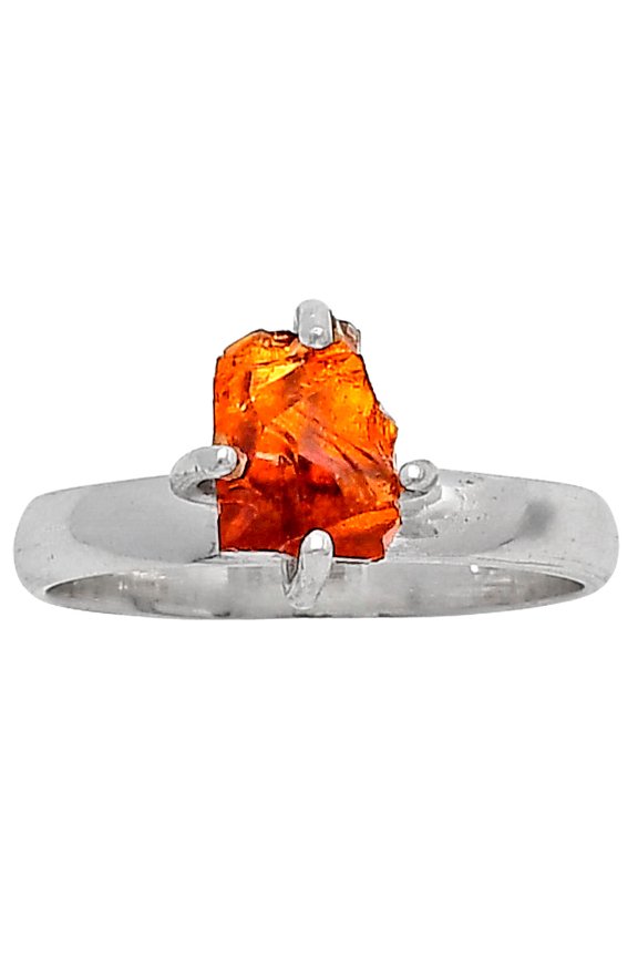 Natural Mandarin Citrine Rough 925 Sterling Silver Ring s.8 Jewelry R-1052 SDR214944