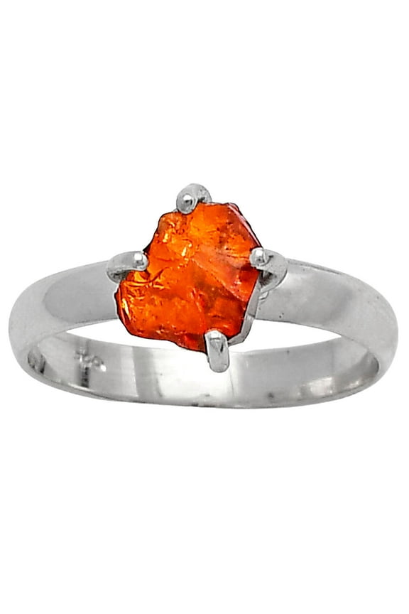 Natural Mandarin Citrine Rough 925 Sterling Silver Ring s.8 Jewelry R-1052 SDR214952