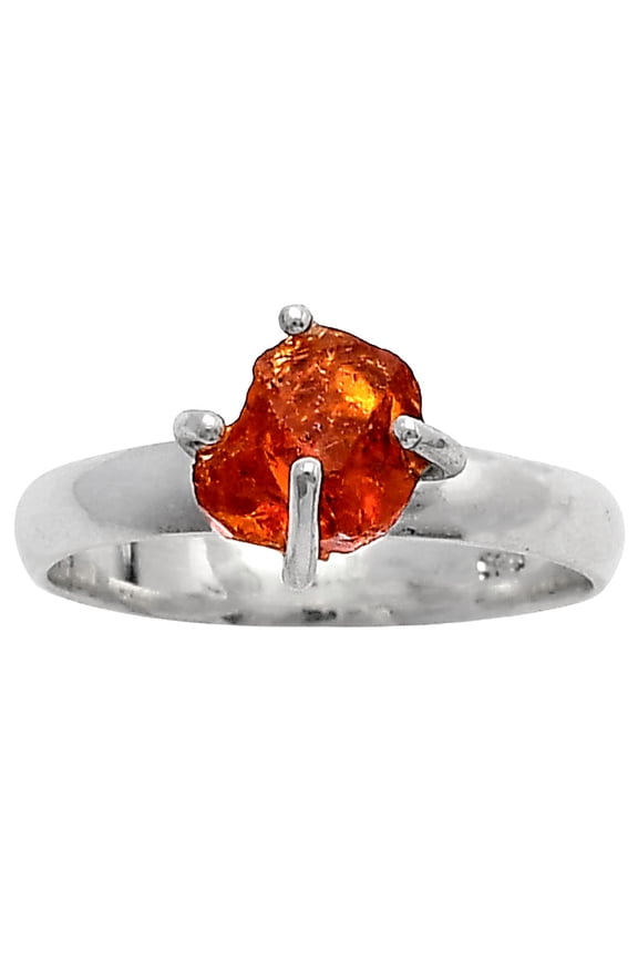 Natural Mandarin Citrine Rough 925 Sterling Silver Ring s.8 Jewelry R-1052 SDR214962