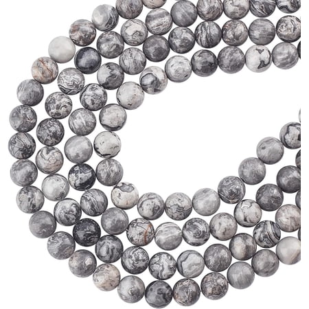 Natural Map Stone/Picasso Stone/Picasso Jasper Beads Strands Round 8mm Hole: 1mm about 46pcs/strand 15.5 inch(39.37cm) 4strands/box